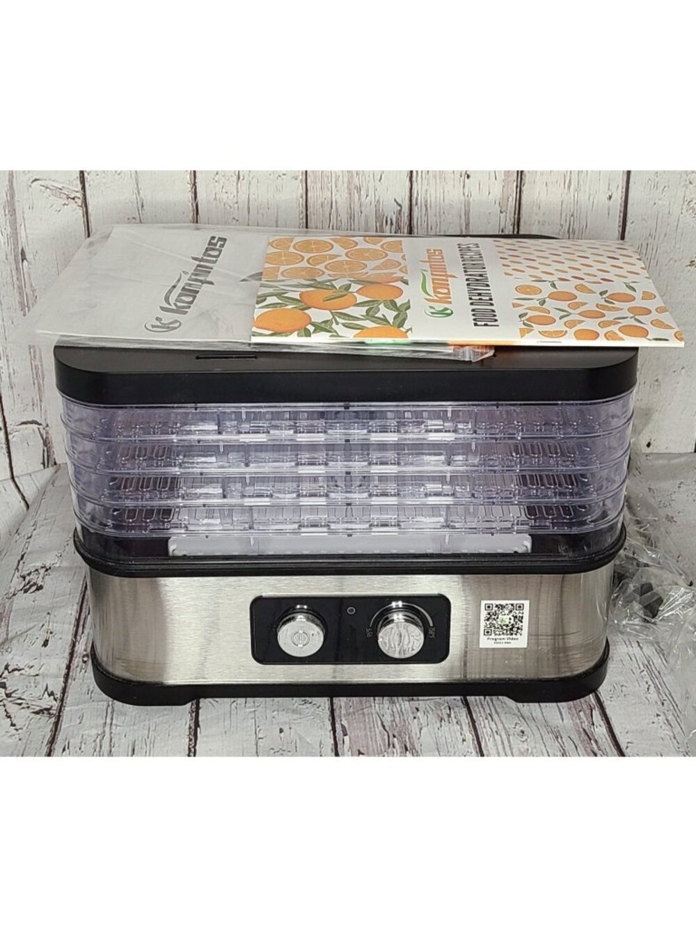 New Black Konfintos 5-Tray Food Dehydrator for Jerky, Fruit, Herbs & Pet Treats